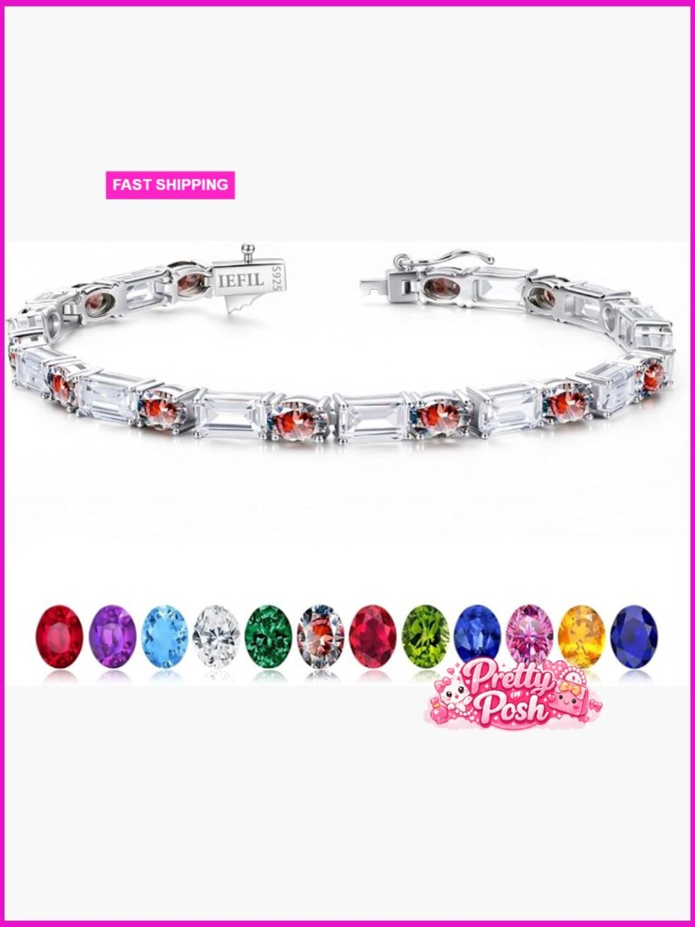 925 Sterling Silver Oval Tennis Bracelet - Anniversary Birthday Gift for Women